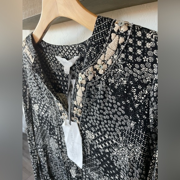 Magnolia Grace| Boho Floral Pattern Long Sleeve Blouse w Embroidered Beading••• - Picture 5 of 11